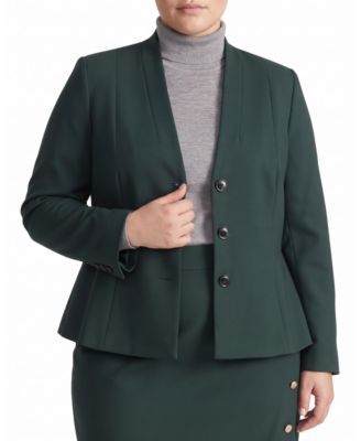 Plus Size Kenton Peplum Ponte Collarless Blazer