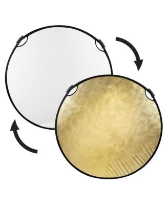 52" Circular Collapsible Reflector with Handles, Two-Sided Wave Gold/White, for Tripod