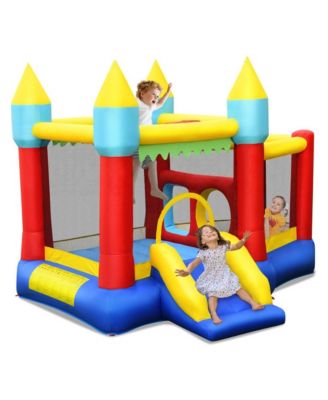 Inflatable Bounce Slide Jumping Castle Without Blower, for Backyard and Outdoor Active Play ages 3 to 10 years