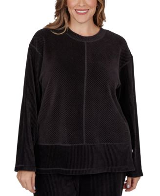 Plus Size Long-Sleeve Crewneck Ribbed Sweater