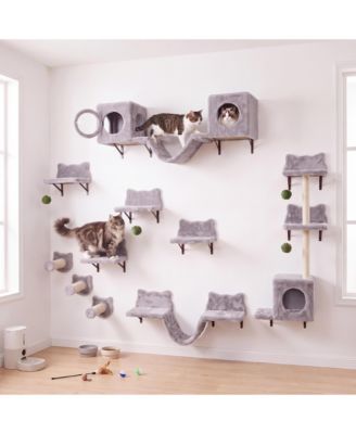 Stylish Wall-Mounted Cat Shelves, Space-Saving for Indoor Cats Climbing and Resting
