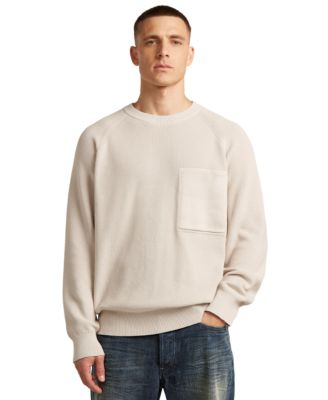 Men's Raglan Rib Pocket Knit Crewneck Regular-Fit Sweater