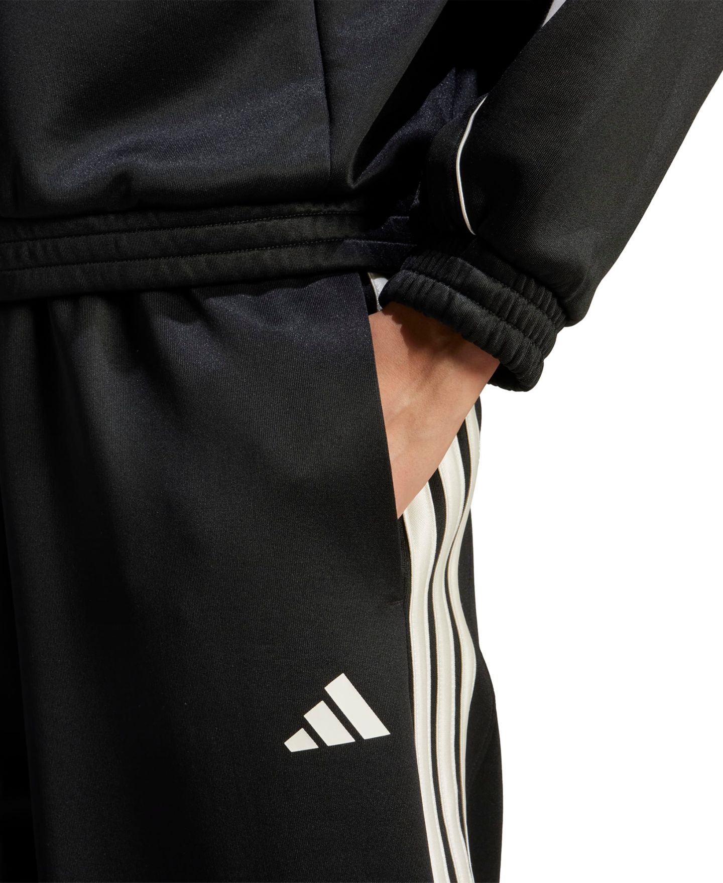 Женские брюки adidas W Stadium Tp Wide-Leg Pull-On, цвет: Чёрный / Молочный белый — фото 4