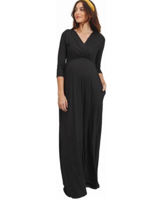 Women's 3/4 Sleeve Surplice Nursing Maxi Dress