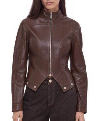 Women's Stand Collar Leather Jacket