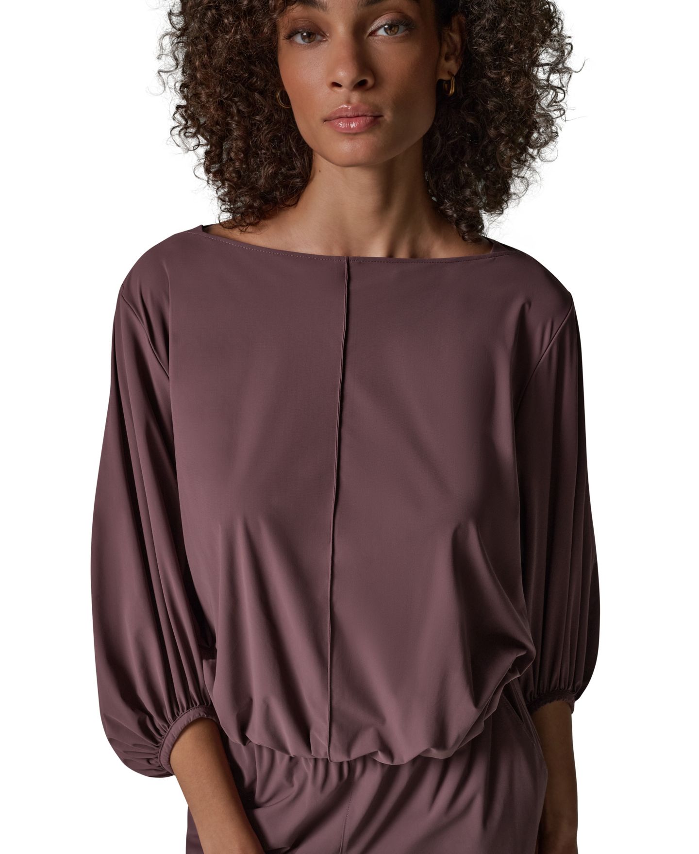 Женская блузка Donna Karan Weekend 4-way Stretch Knit Boat Neck Balloon Sleeve Blouse, цвет: Чёрный — фото 12