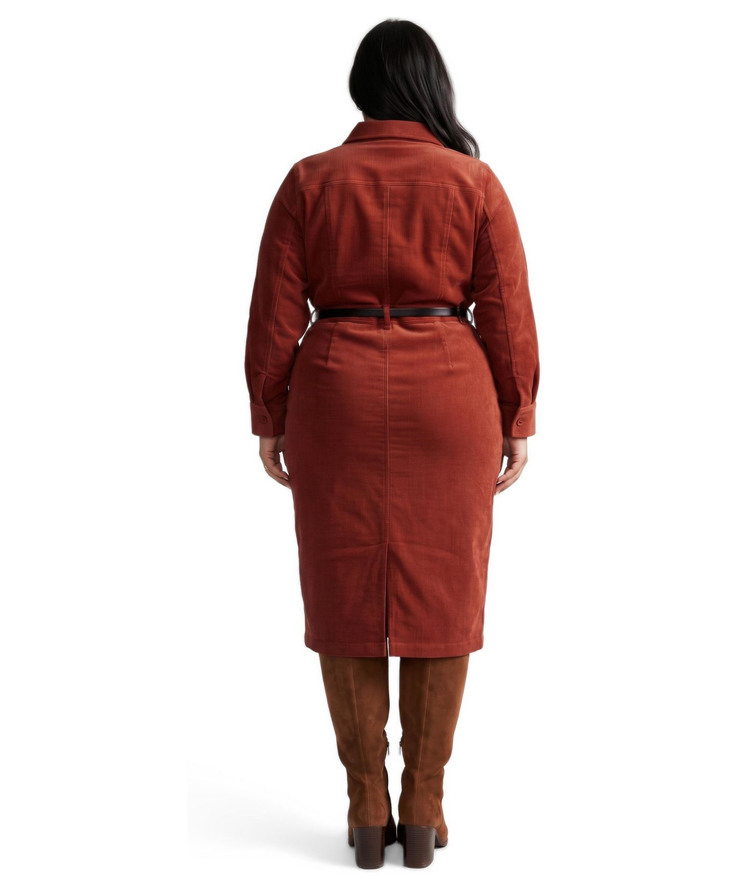 Женское платье Universal Standard Plus Size Dakota Long-Sleeve Corduroy Midi, цвет: Красный — фото 2