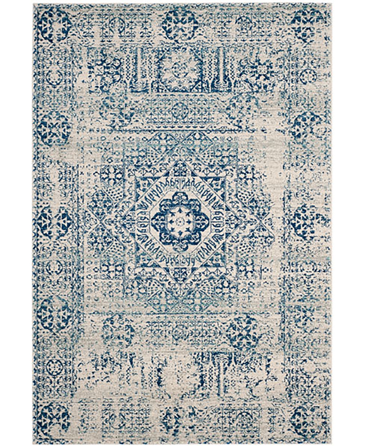 Safavieh Evoke EVK260 Ivory and Blue 5'1" x 7'6" Area Rug - Ivory