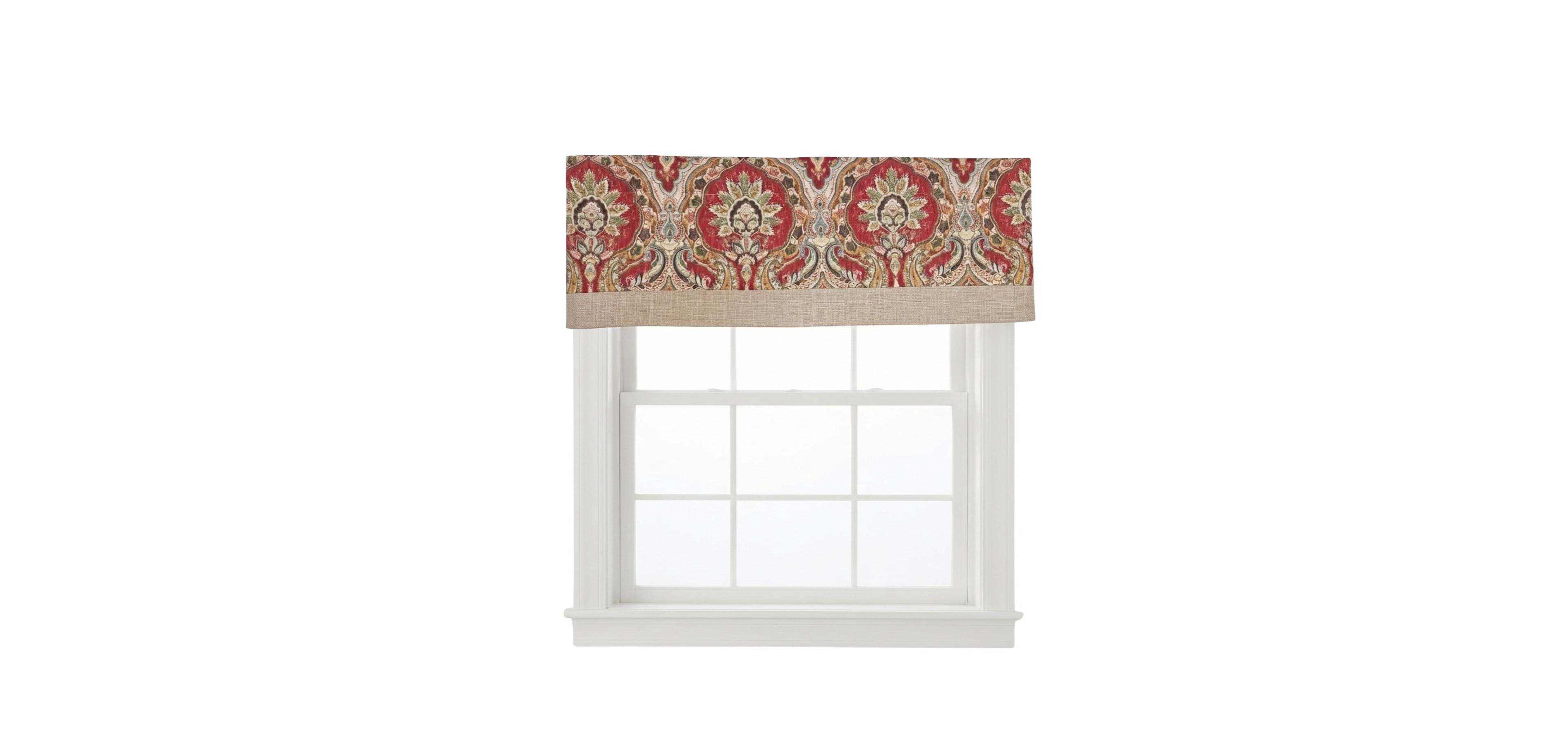 Rlf Home 100% Cotton Prague Banded Lined Window Valance 50" x 17"
