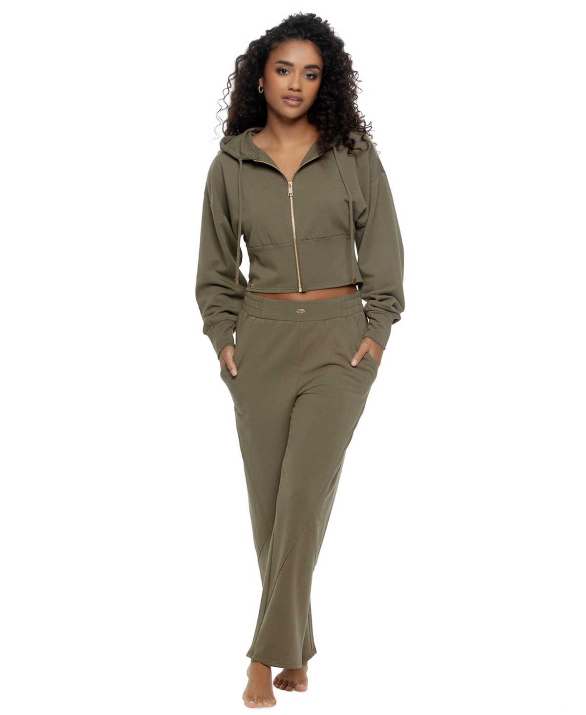 Felina Women's Emery Long-Sleeve Hooded Zip-Up Pajama Set - Sea Turtle