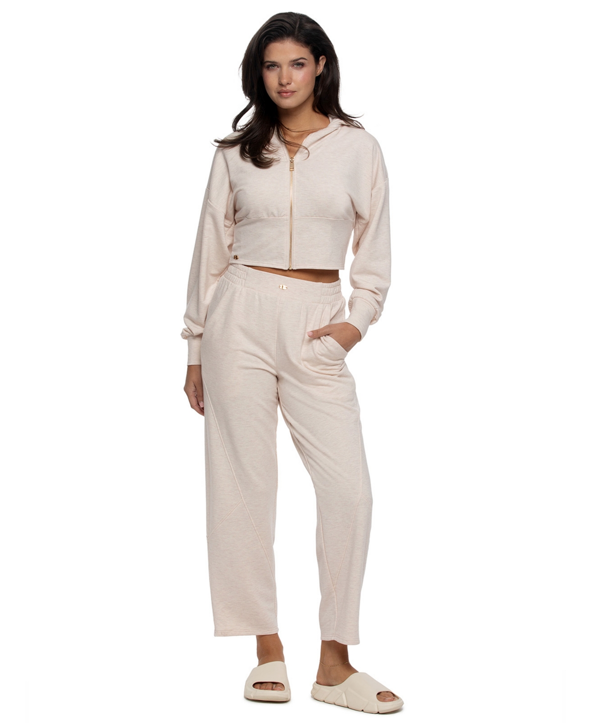 Felina Women's Emery Long-Sleeve Hooded Zip-Up Pajama Set - Heather Sa