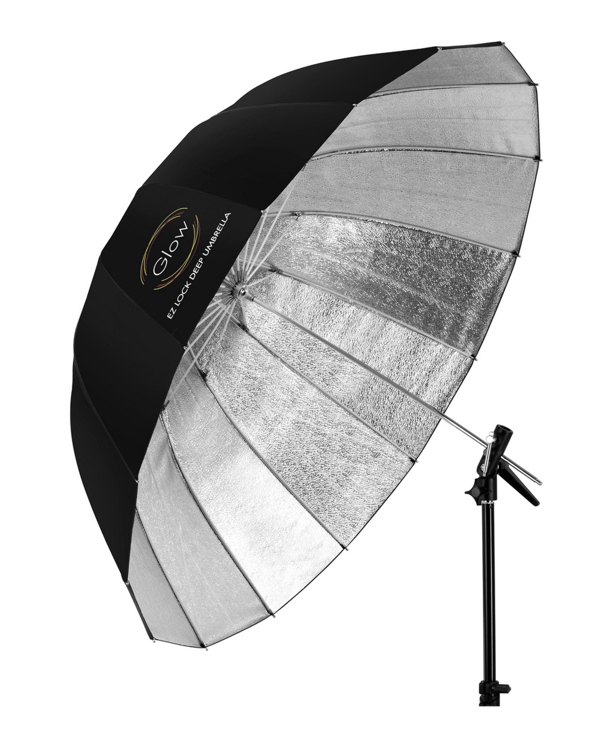 Glow Easy Lock Medium Deep Beaded Silver Fiberglass Umbrella (41") for Photography