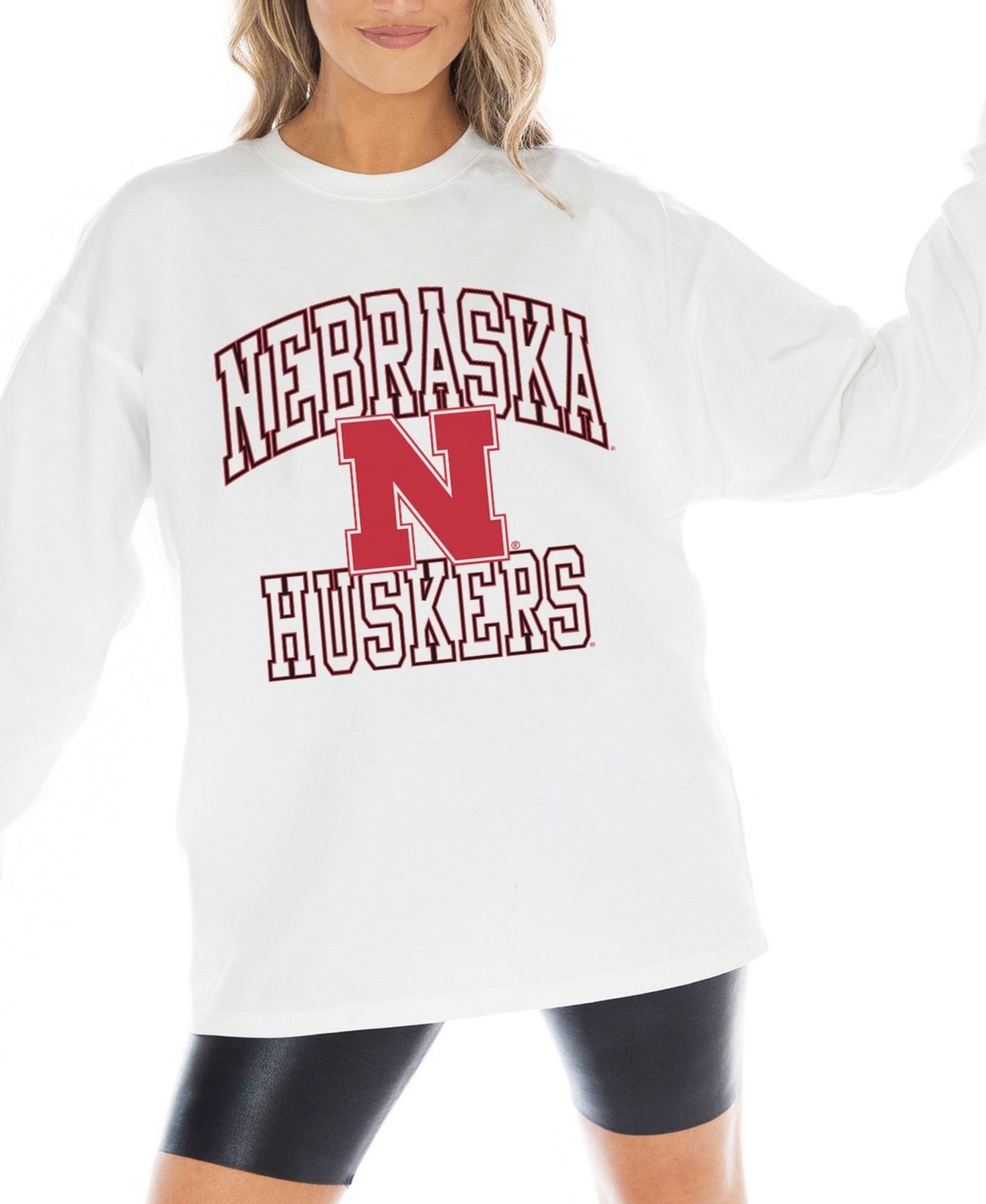 Женская футболка Gameday Couture White Nebraska Huskers Mind Games Oversized Long-Sleeve — фото 1