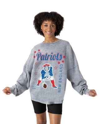 Women's Gray New England Patriots Starbound Oversized Snow Wash Long-Sleeve T-Shirt