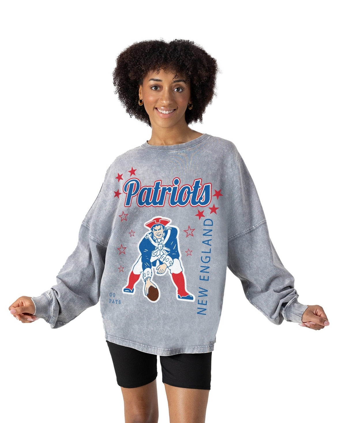 Gameday Couture Women's Gray New England Patriots Starbound Oversized Snow Wash Long-Sleeve T-Shirt - Gray