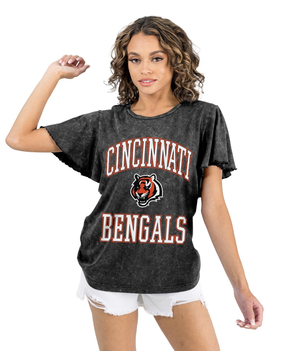Gameday Couture Women's Black Cincinnati Bengals Relaxed Flutter Sleeve T-Shirt - Black