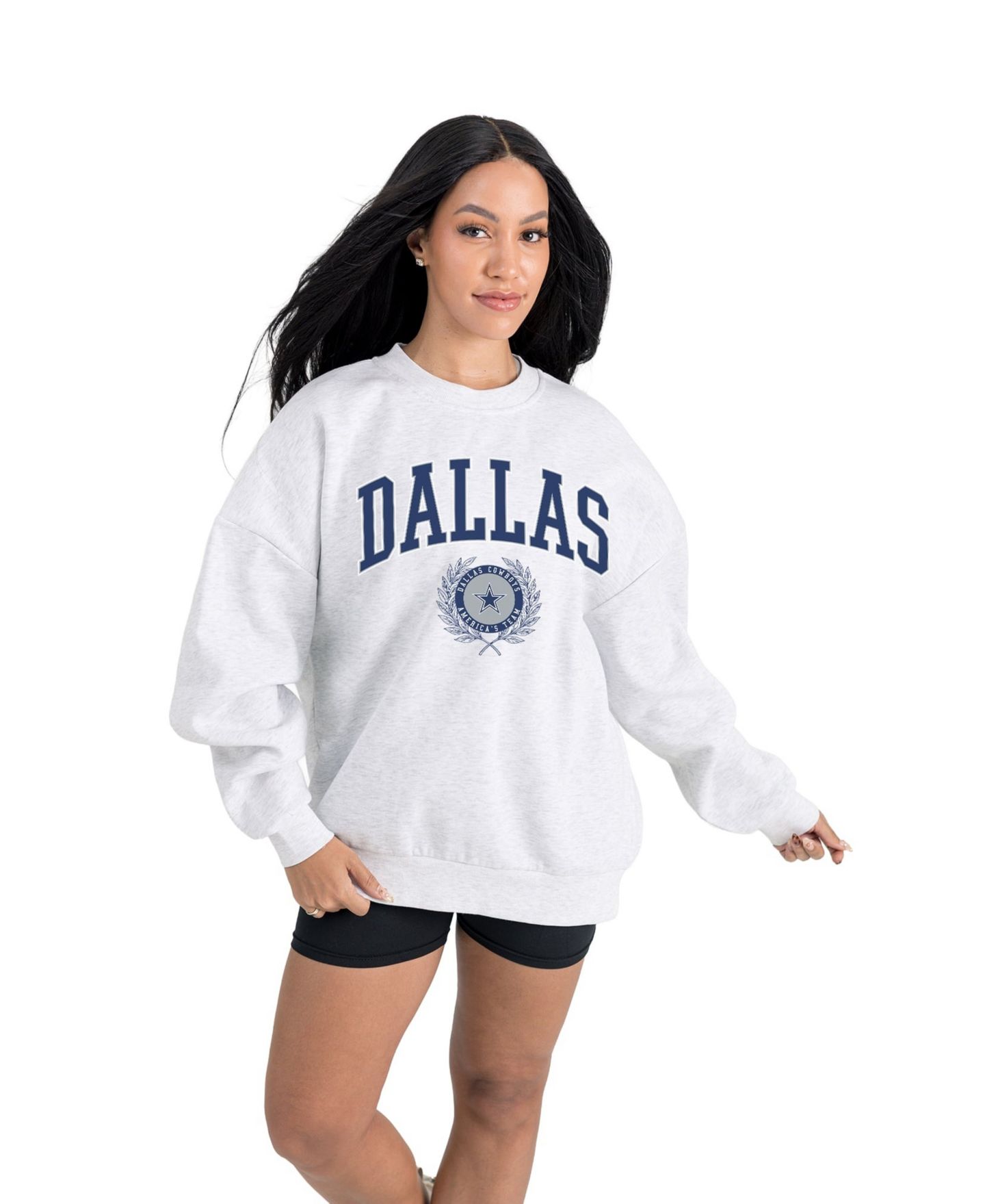 Женская толстовка Gameday Couture Ash Dallas Cowboys Traditional Logo Oversized Premium Fleece Pullover — фото 1