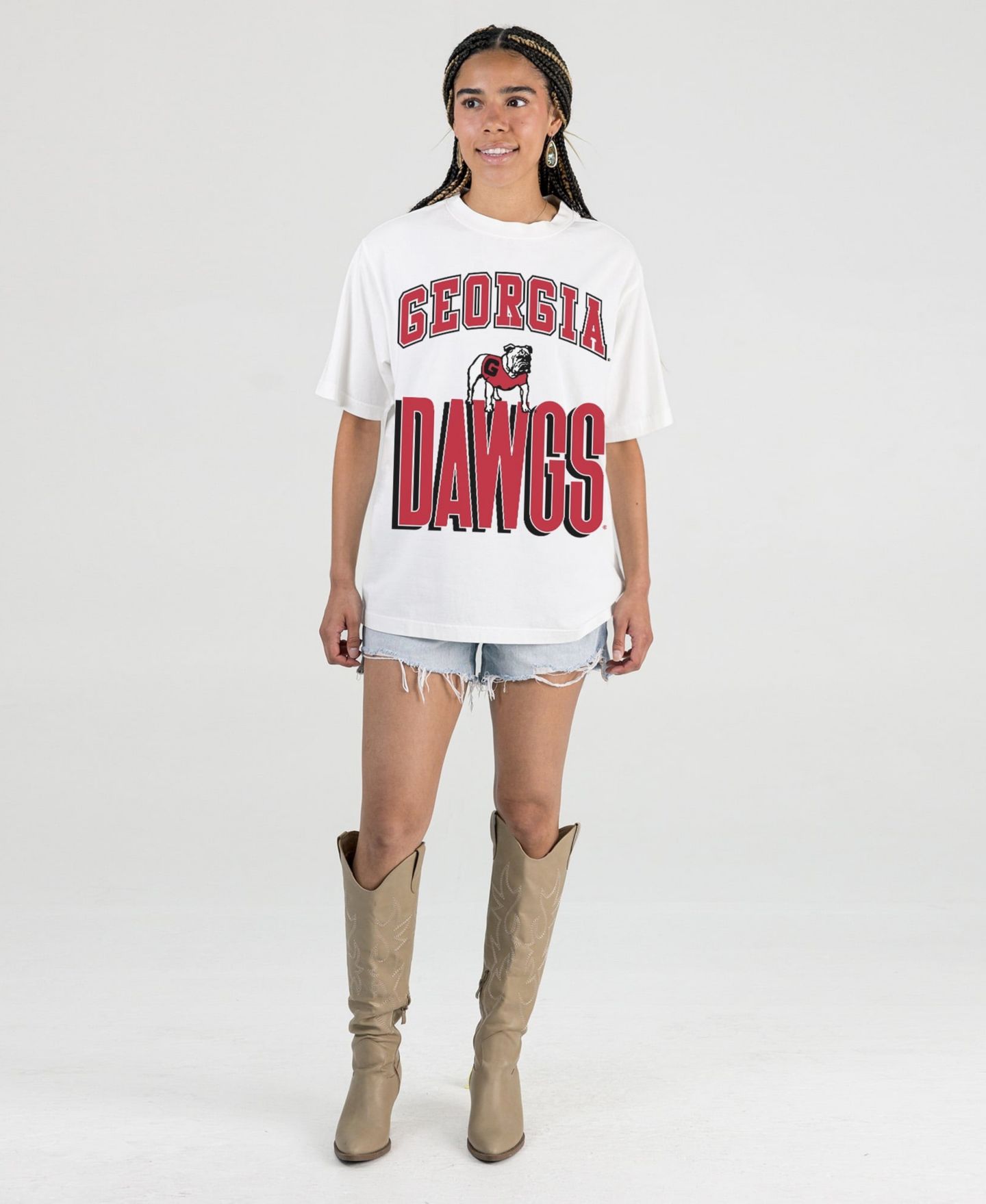 Женская футболка Gameday Couture Cream Georgia Bulldogs Oversized Fierce Focus — фото 4