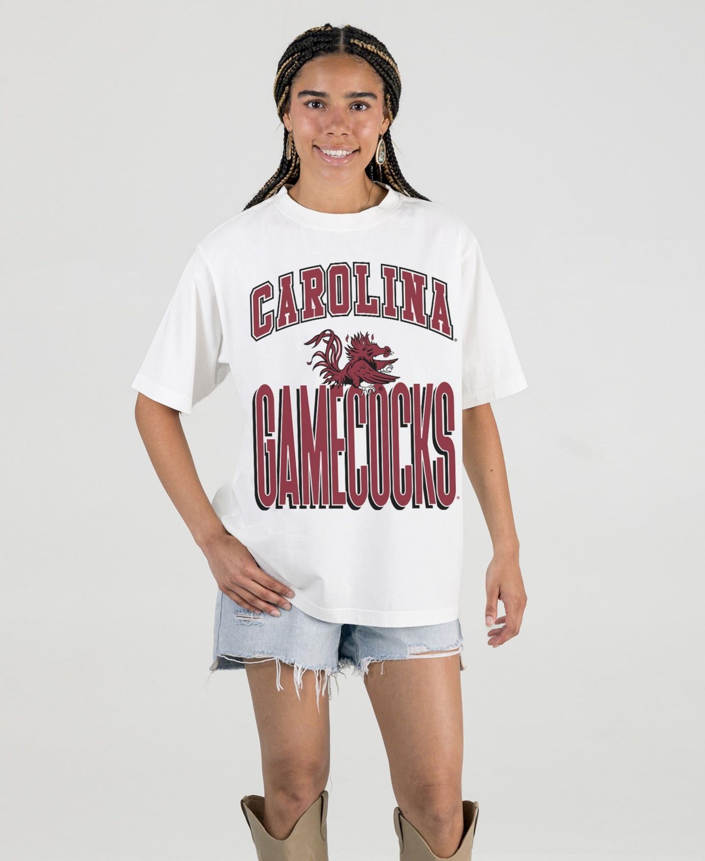 Женская футболка Gameday Couture Cream South Carolina Gamecocks Oversized Fierce Focus — фото 1