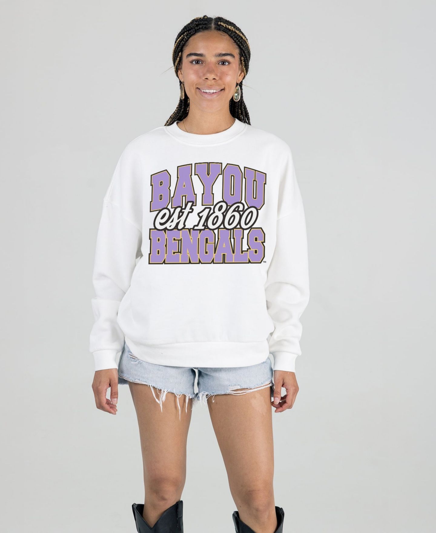 Женская толстовка Gameday Couture White LSU Tigers Oversized Faded Formation Premium Fleece — фото 1