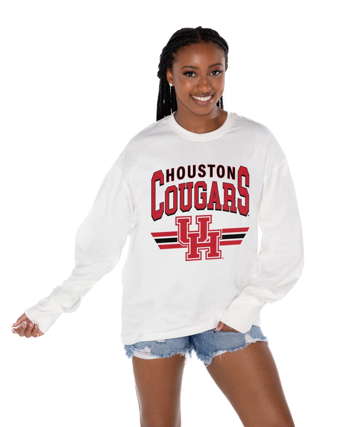 Женская футболка Gameday Couture White Houston Cougars Oversized Swift Strike Long-Sleeve — фото 1