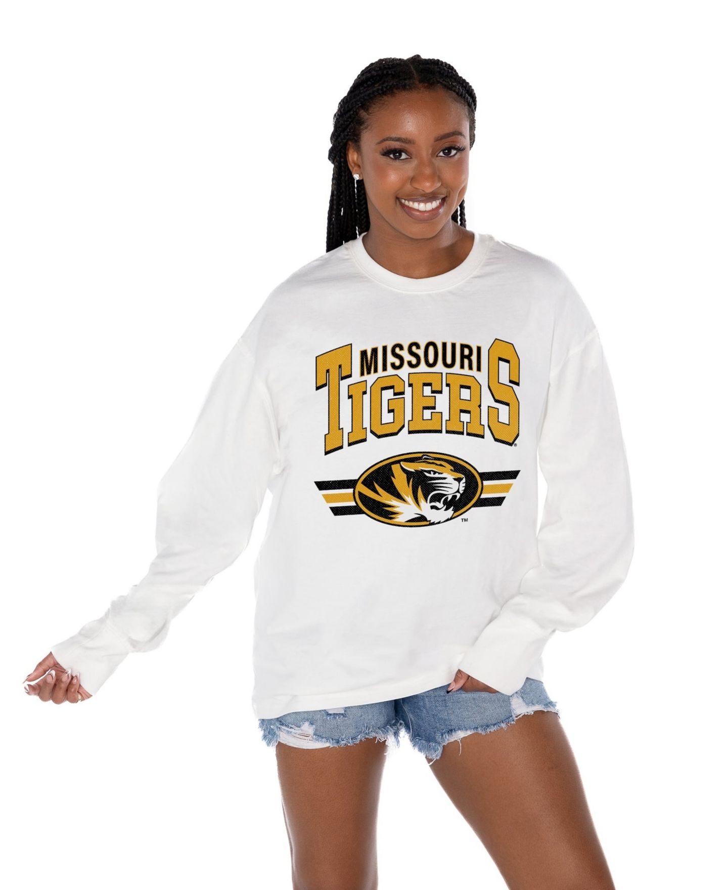 Женская футболка Gameday Couture White Missouri Tigers Oversized Swift Strike Long-Sleeve — фото 1