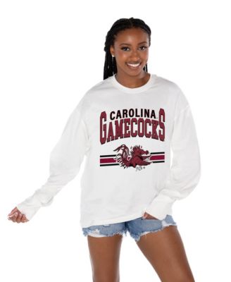 Women's White South Carolina Gamecocks Oversized Swift Strike Long-Sleeve T-Shirt