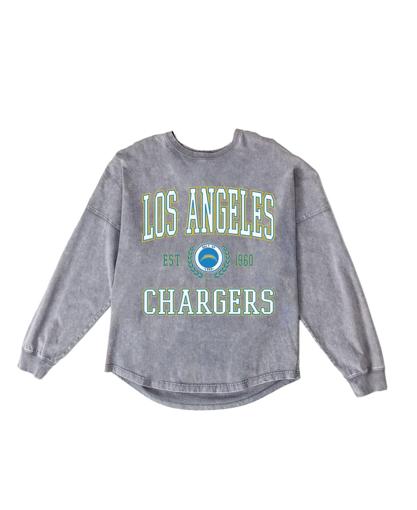 Женская футболка Gameday Couture Gray Los Angeles Chargers Oversized Final Score Snow Wash Long-Sleeve — фото 6