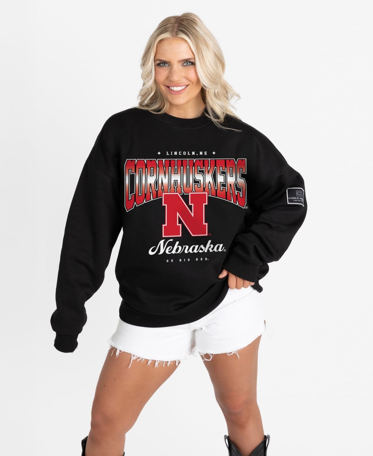 Женская толстовка Gameday Couture Black Nebraska Huskers Oversized Powerhouse Play Black Label Premium Fleece — фото 4