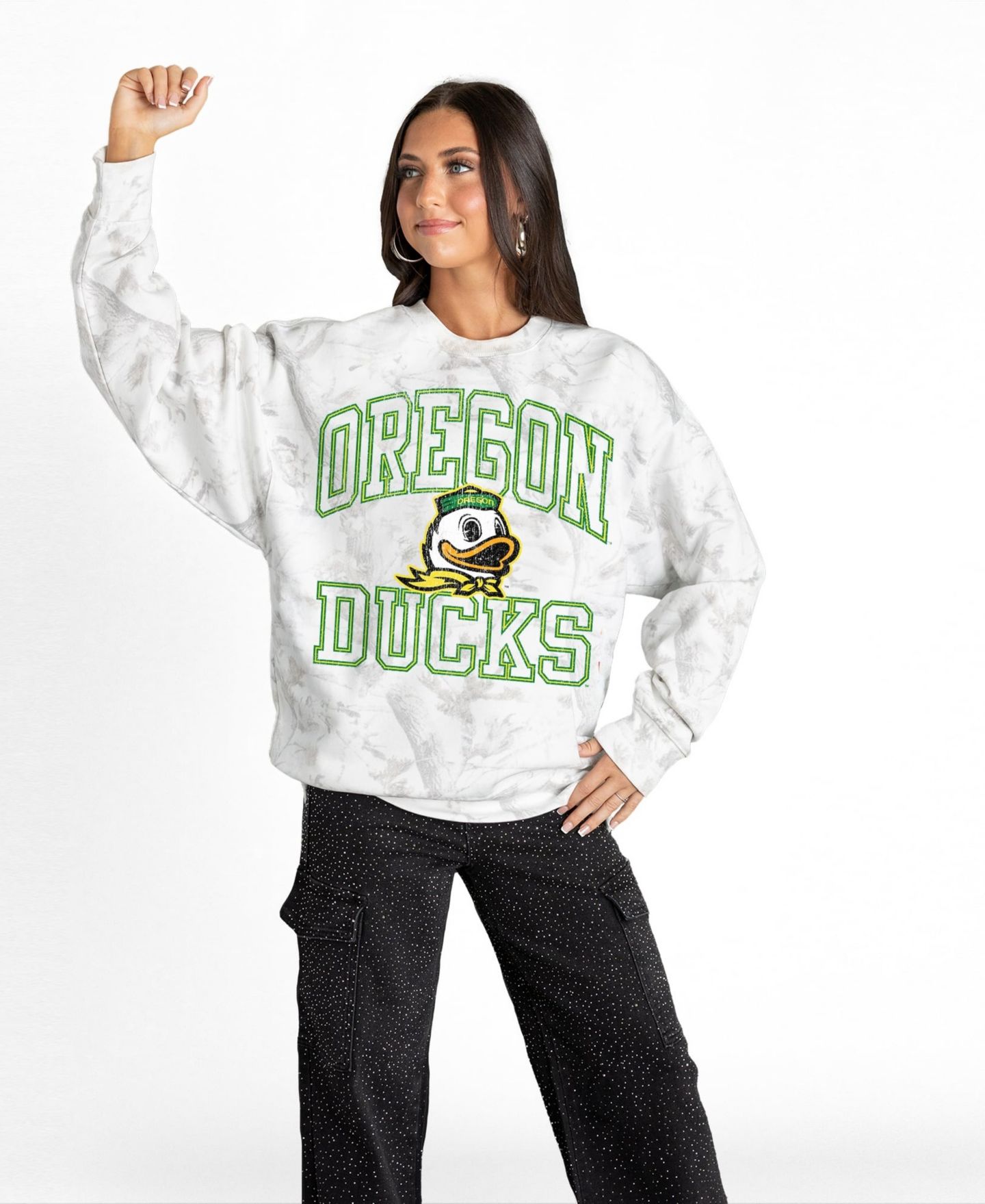 Женская толстовка Gameday Couture Ash Oregon Ducks Whiteout Premium Fleece Camo — фото 4