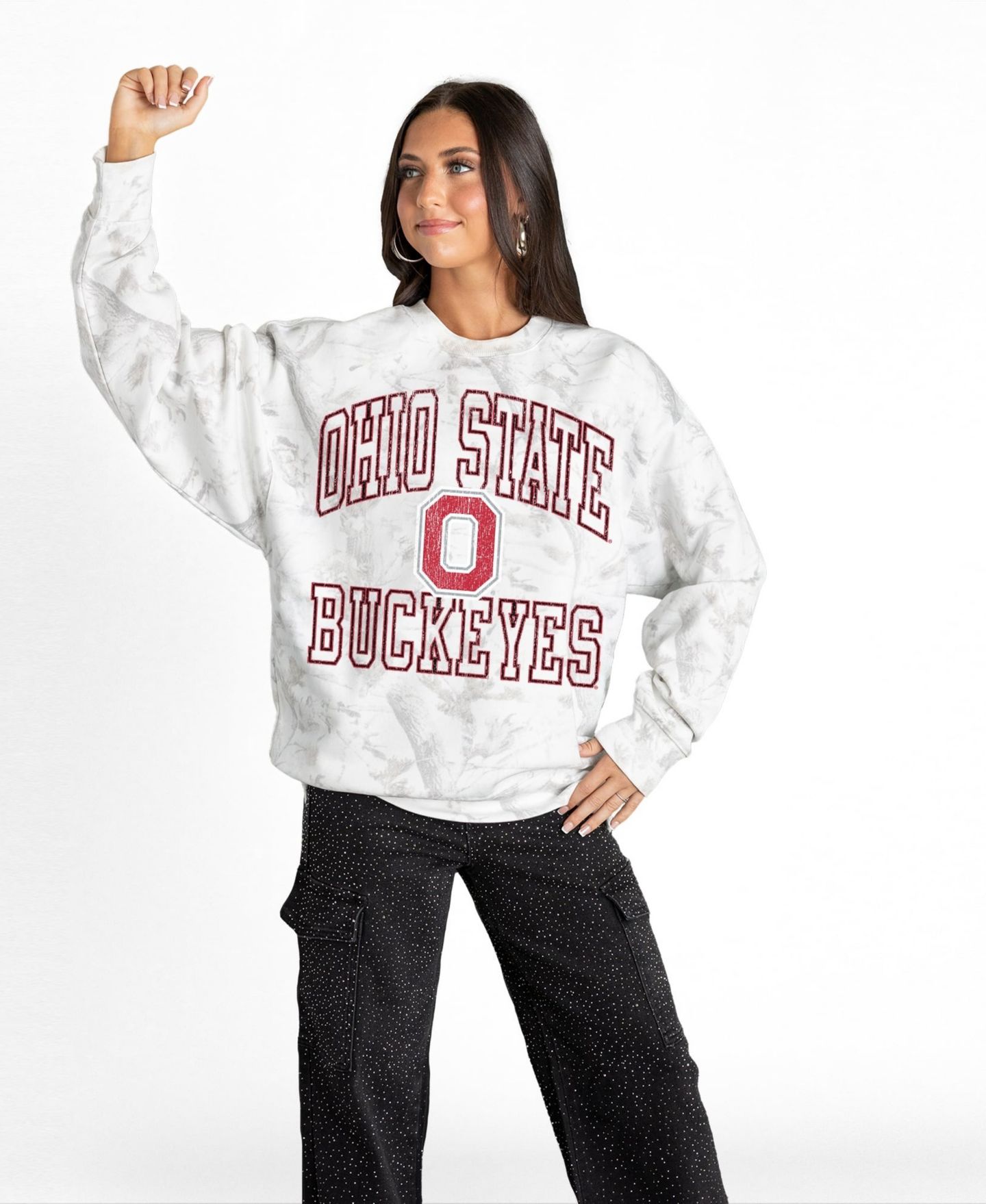 Женская толстовка Gameday Couture Ash Ohio State Buckeyes Whiteout Premium Fleece Camo — фото 4