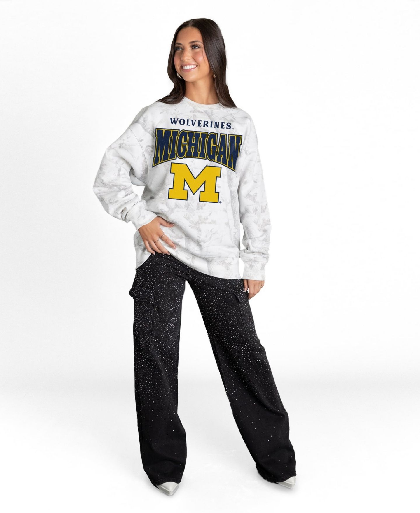 Женская толстовка Gameday Couture Ash Michigan Wolverines Rally Ready Premium Fleece Camo — фото 4