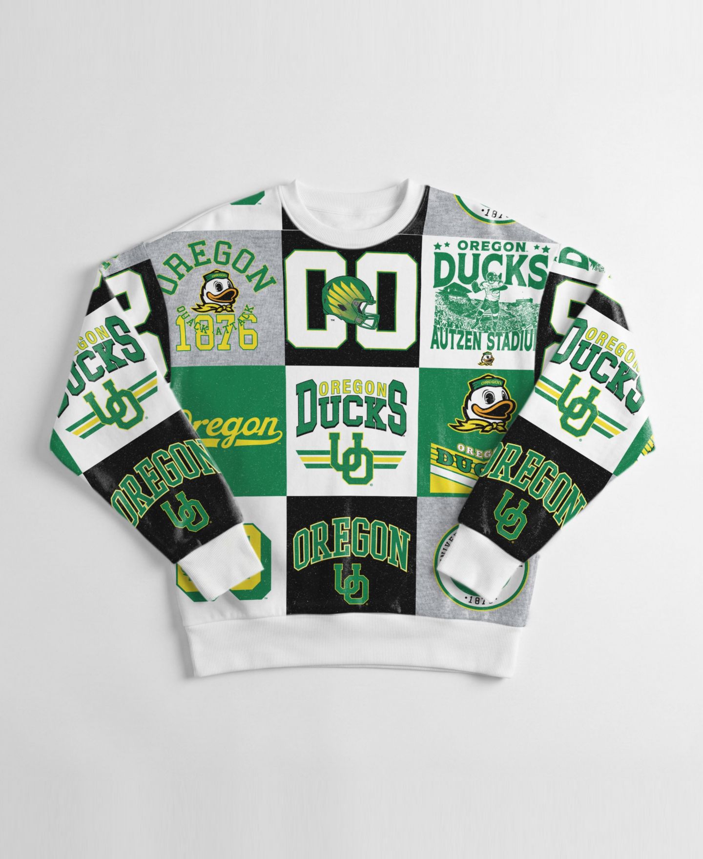 Женский свитер Gameday Couture Green Oregon Ducks Highlight Reel Patchwork Long-Sleeve Pullover — фото 4