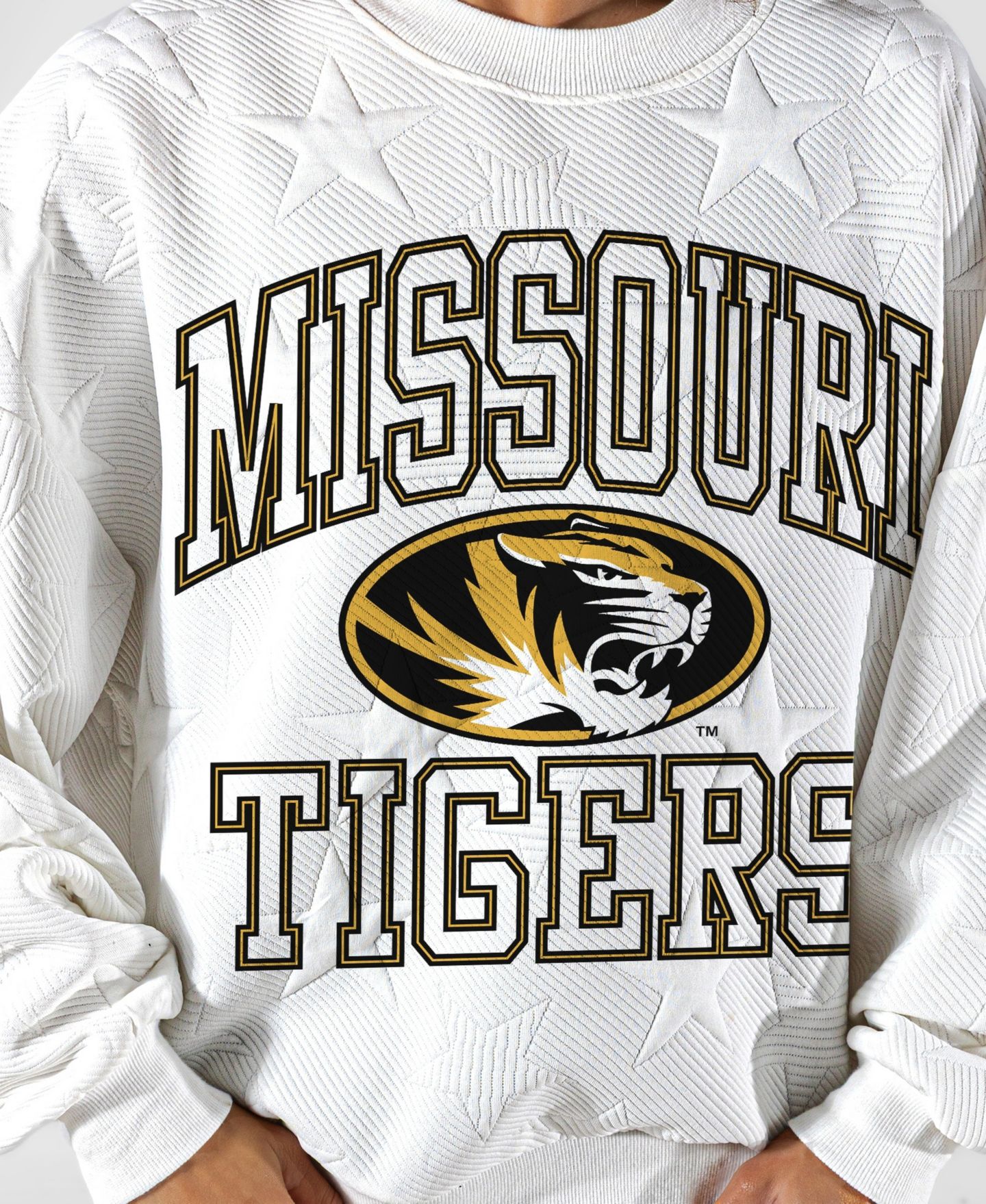 Женская толстовка Gameday Couture White Missouri Tigers Big Play Energy Tonal Star Embossed — фото 5