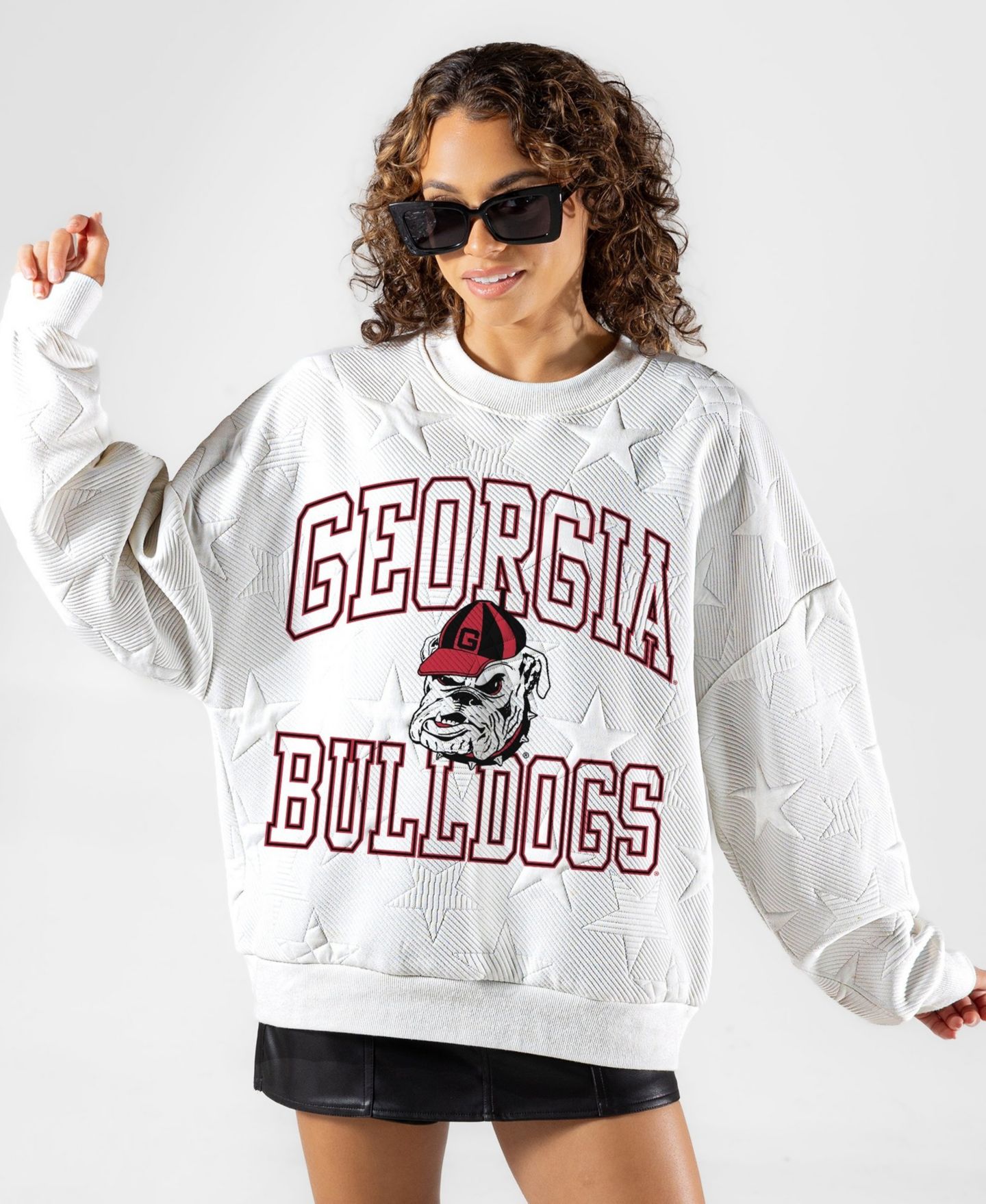 Женская толстовка Gameday Couture White Georgia Bulldogs Big Play Energy Tonal Star Embossed — фото 1