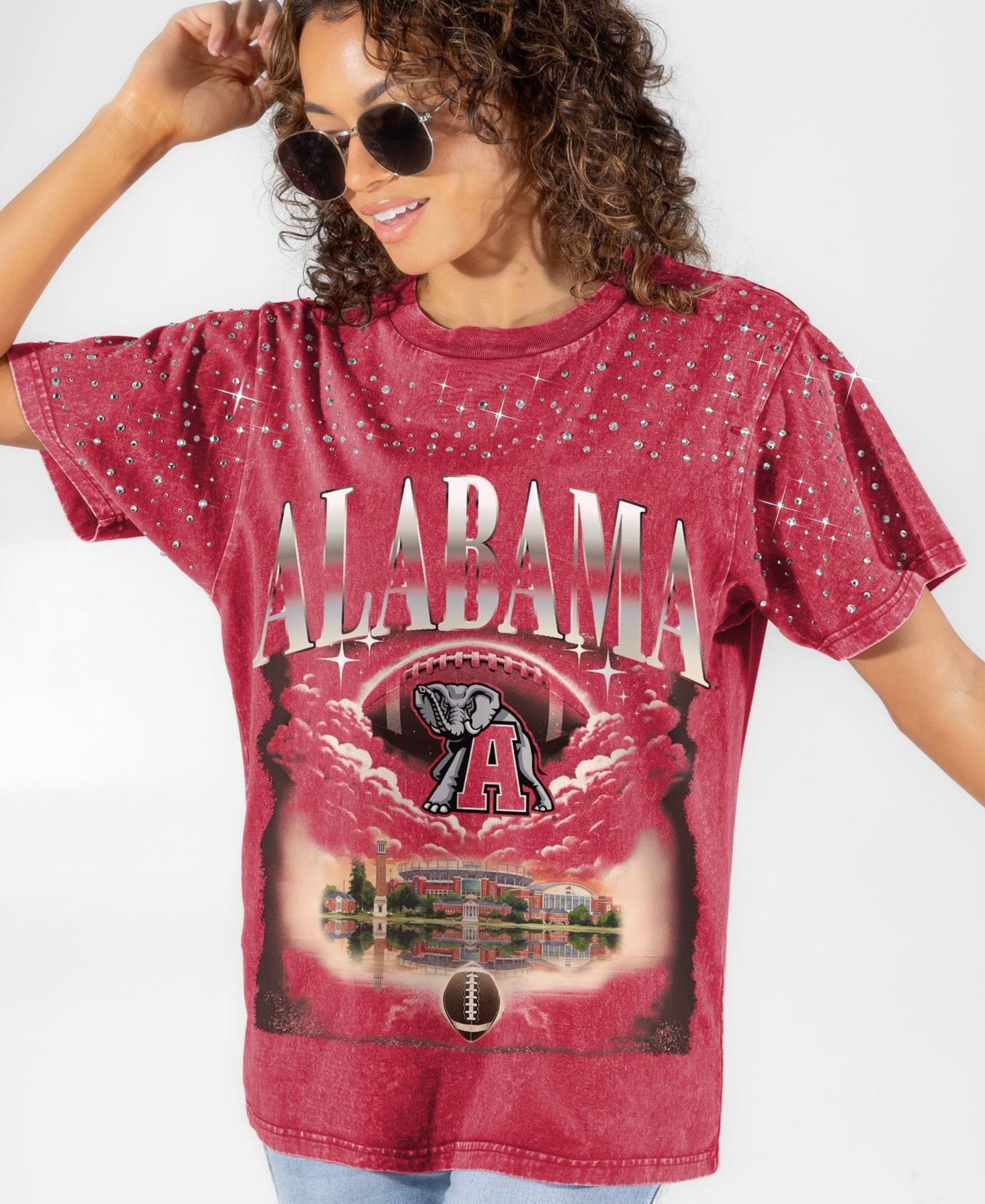 Женская футболка Gameday Couture Crimson Alabama Crimson Tide Sky's the Limit Washed Micro Rhinestone — фото 4
