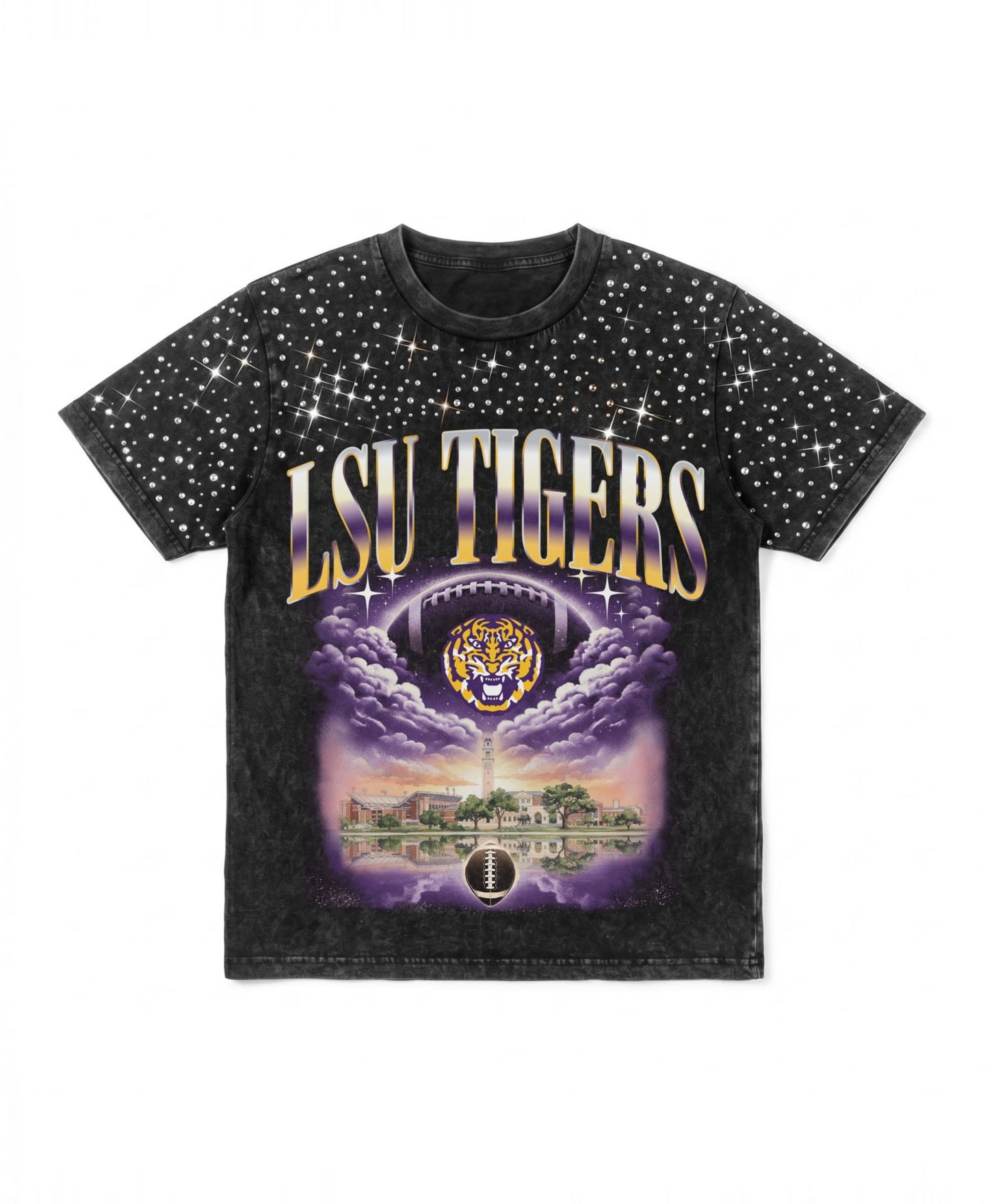 Женская футболка Gameday Couture Black LSU Tigers Sky's the Limit Washed Micro Rhinestone — фото 5