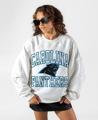 Women's White Carolina Panthers Big Play Energy Tonal Star Embossed Sweatshirt
