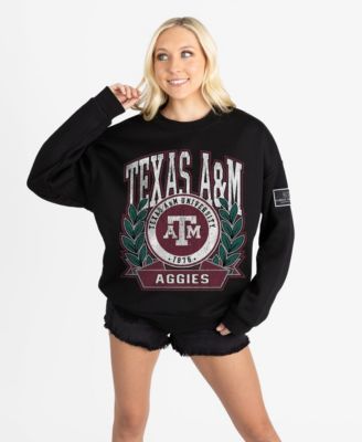 Women's Black Texas A&M Aggies Oversized Victory Lane Black Label Premium Fleece Sweatshirt