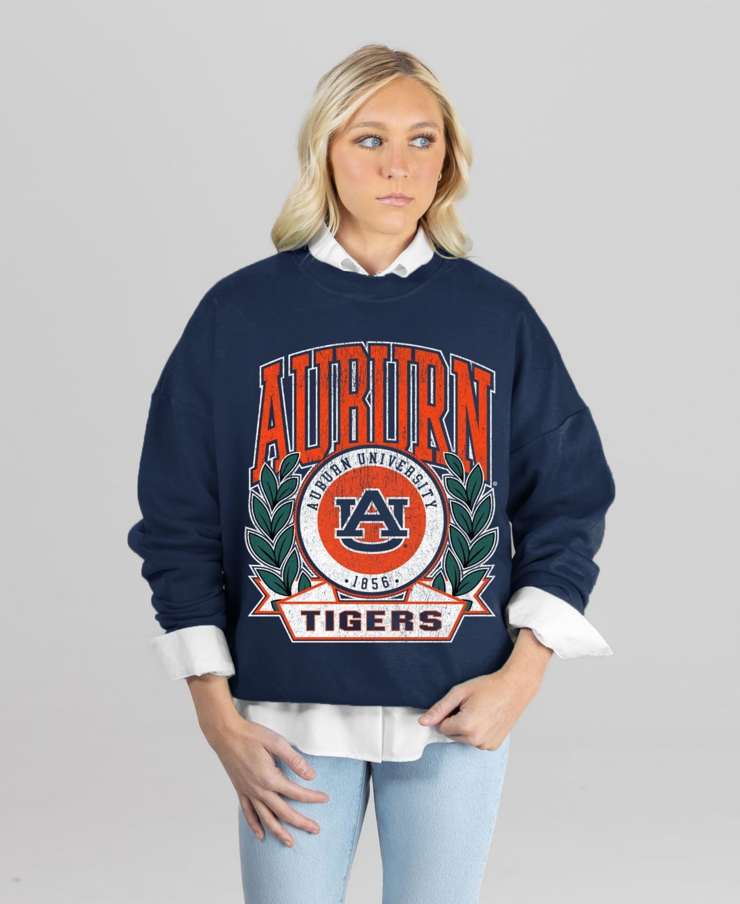 Женская толстовка Gameday Couture Navy Auburn Tigers Classic Archives Oversized Premium Fleece — фото 1