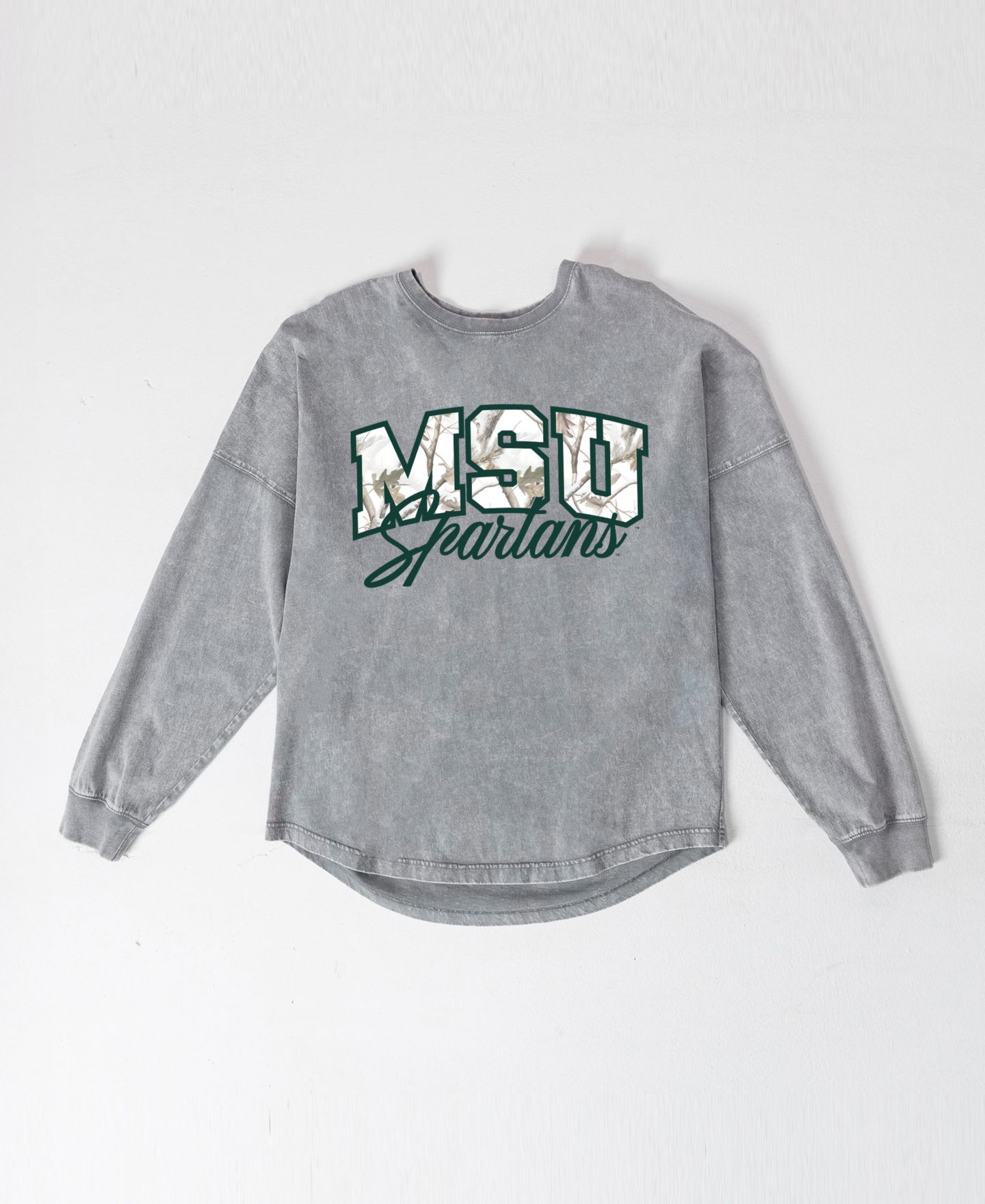 Женская футболка Gameday Couture Gray Michigan State Spartans Snow Wash Oversized Long-Sleeve — фото 5