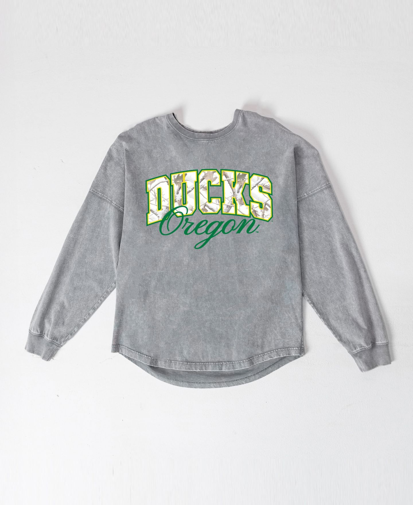 Женская футболка Gameday Couture Gray Oregon Ducks Snow Wash Oversized Long-Sleeve — фото 4