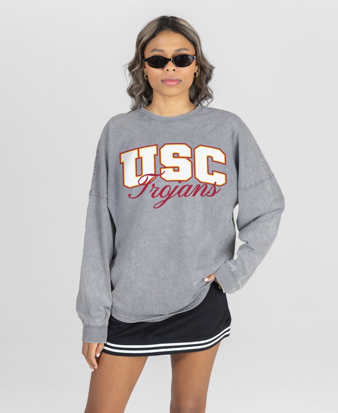 Женская футболка Gameday Couture Gray USC Trojans Snow Wash Oversized Long-Sleeve — фото 1