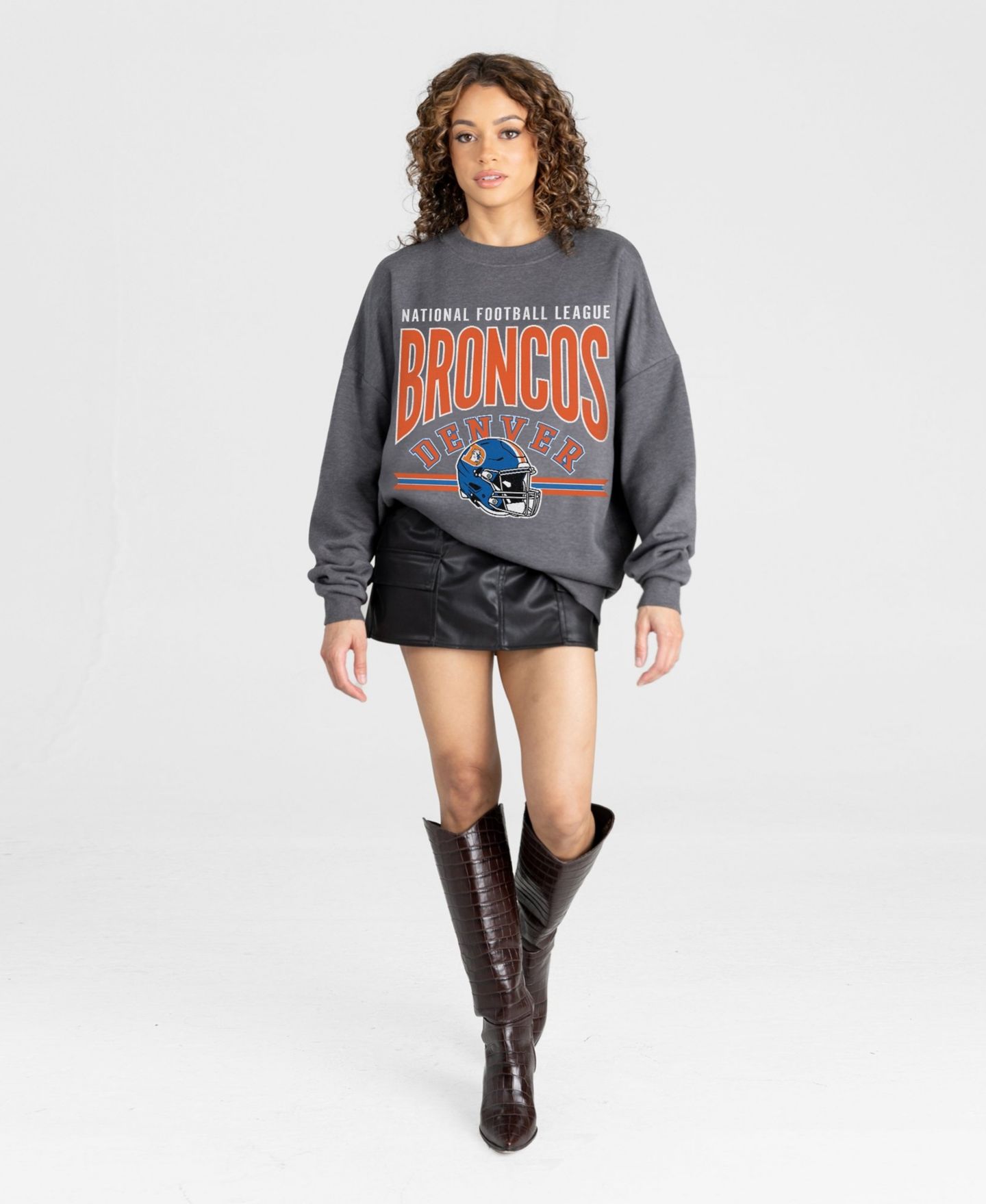 Женская толстовка Gameday Couture Charcoal Denver Broncos Kickoff Classic Oversized Premium Drop Shoulder — фото 3