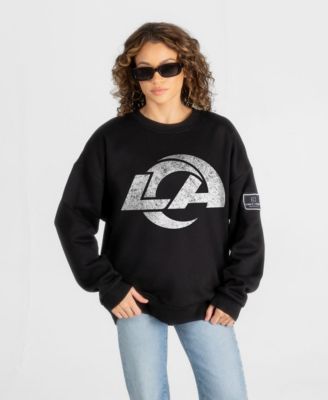 Women's Black Los Angeles Rams Bold Move Black Label Premium Drop Shoulder Sweatshirt