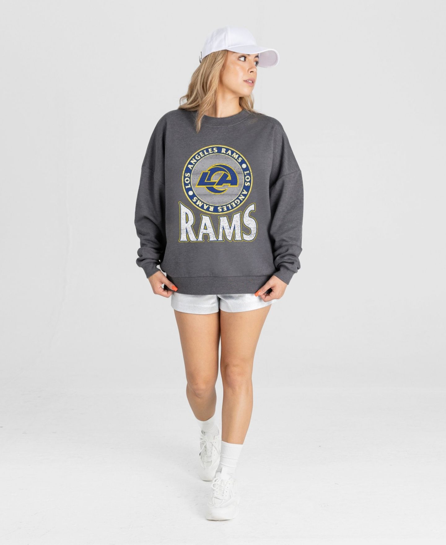 Женская толстовка Gameday Couture Charcoal Los Angeles Rams Saturday Seal Oversized Premium Drop Shoulder — фото 3