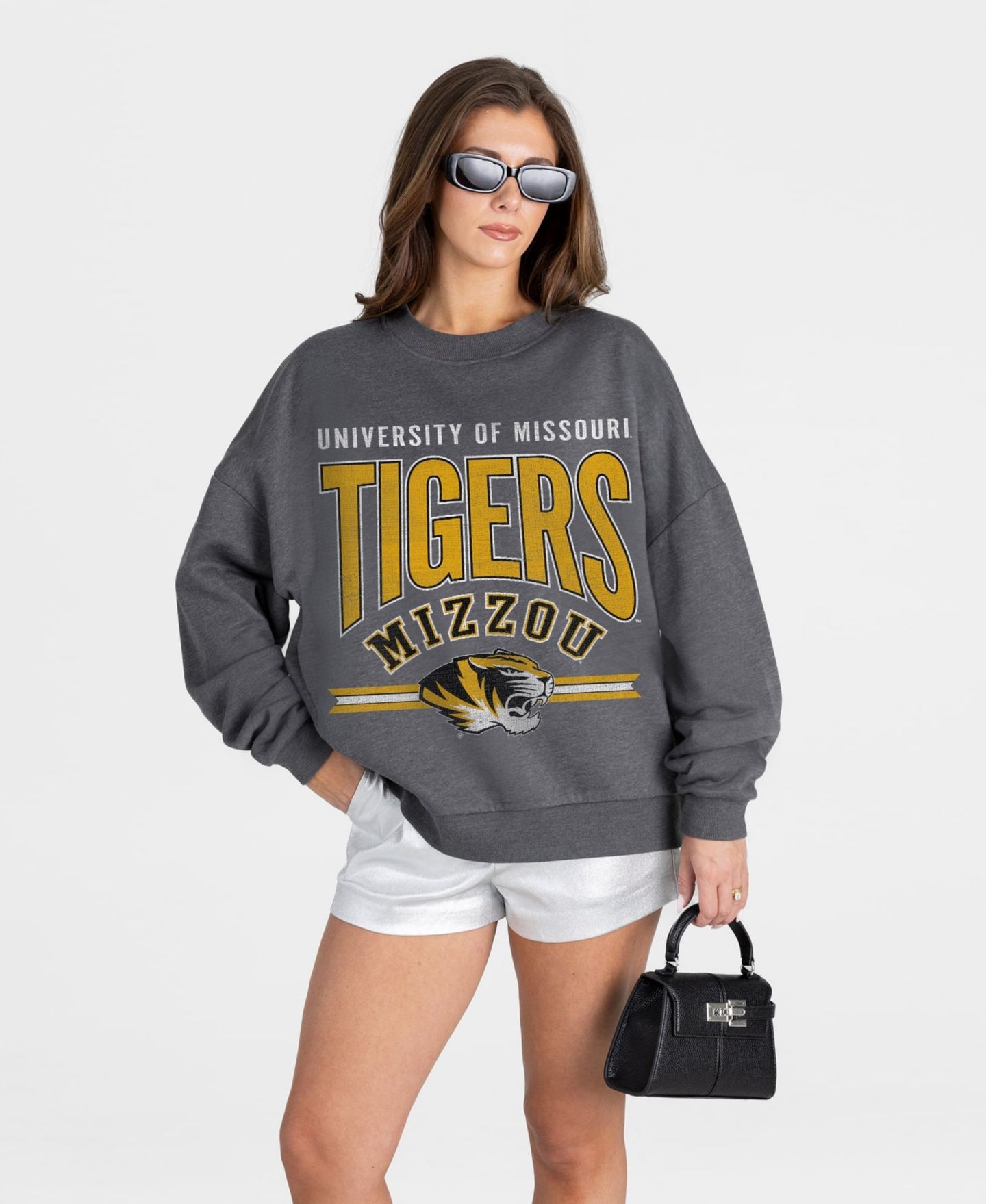 Женская толстовка Gameday Couture Charcoal Missouri Tigers Kickoff Classic Oversized Premium Drop Shoulder — фото 1