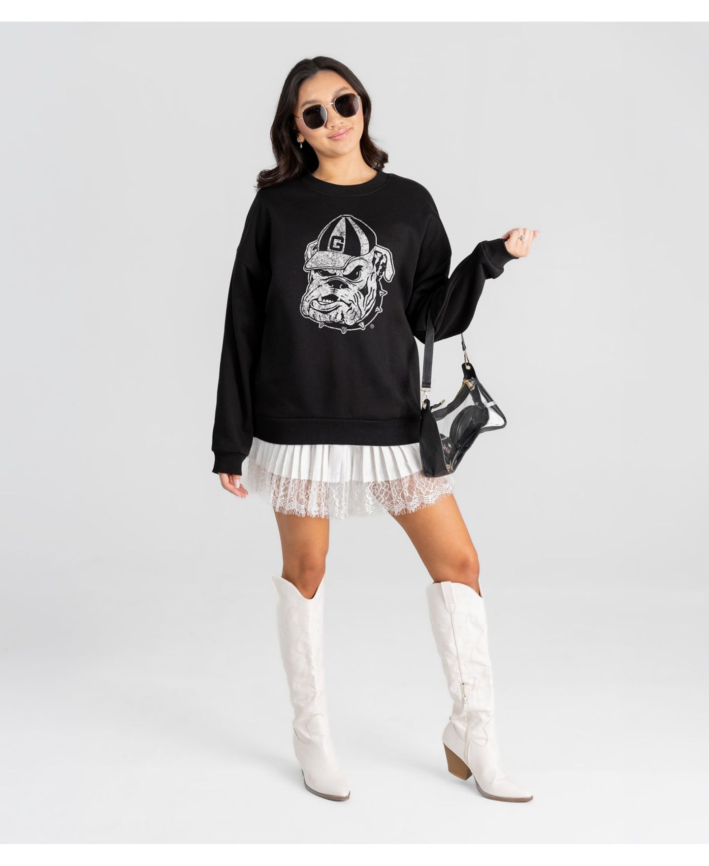 Женская толстовка Gameday Couture Black Georgia Bulldogs Bold Move Black Label Premium Drop Shoulder — фото 4