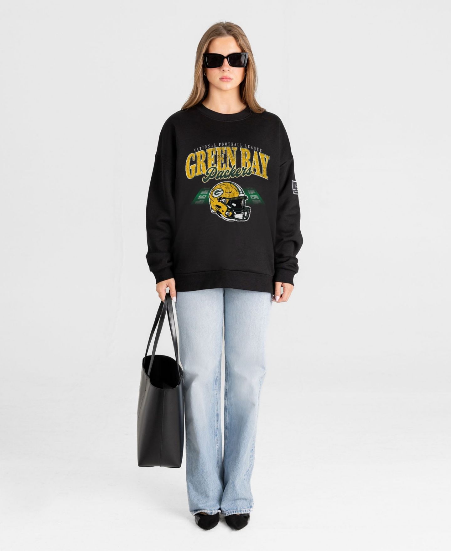 Женская толстовка Gameday Couture Black Green Bay Packers Field Focus Black Label Premium Drop Shoulder — фото 4