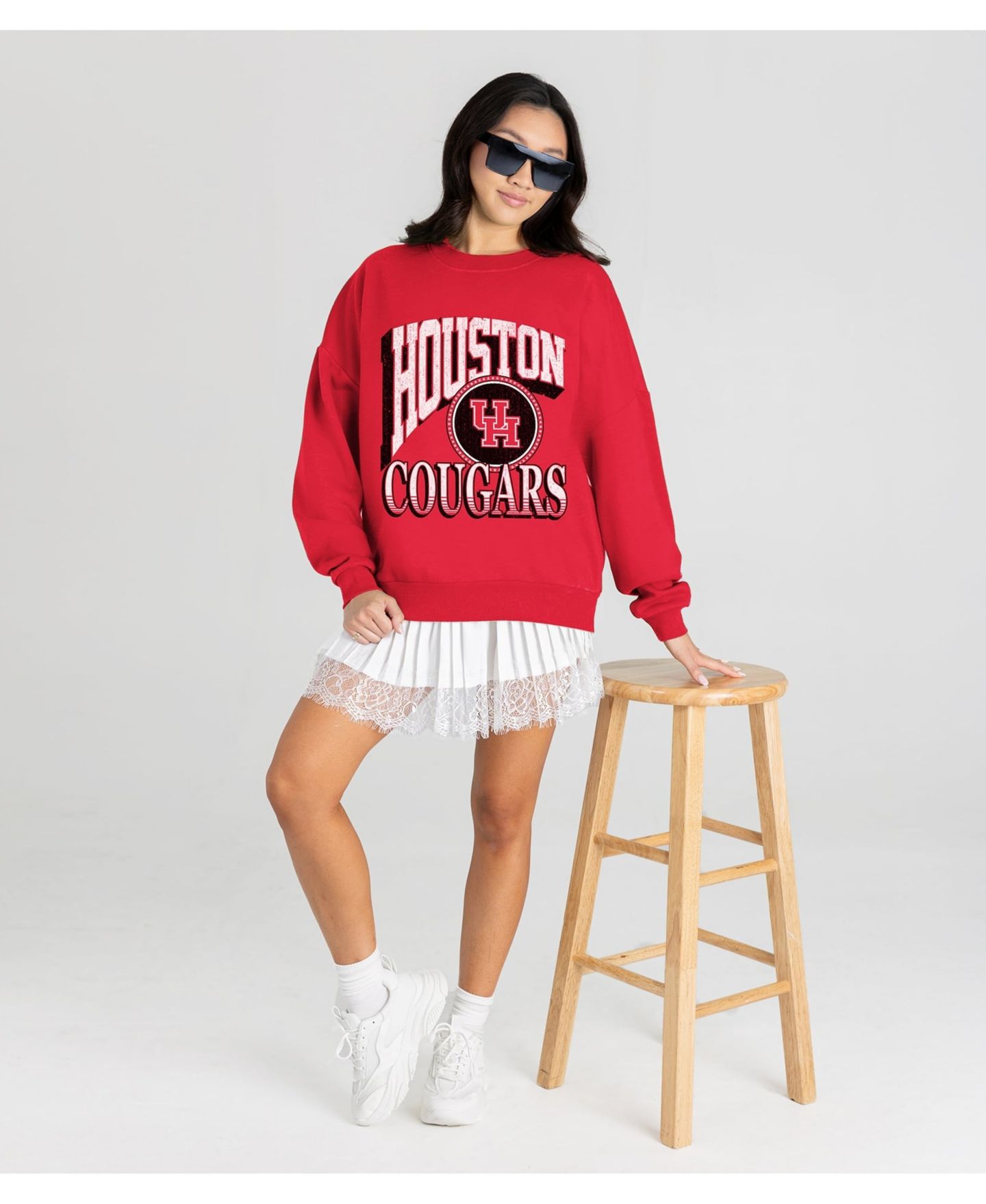 Женская толстовка Gameday Couture Red Houston Cougars Main Character Oversized Premium Drop Shoulder — фото 4
